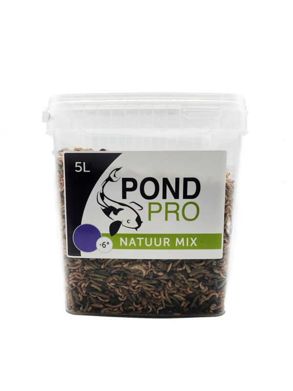 Pond Pro Koi Voeding Natuur Mix - Eiwit- & Vetrijk Dieet, Hoofdingrediënten Gammarus & Meelwormen, 5L